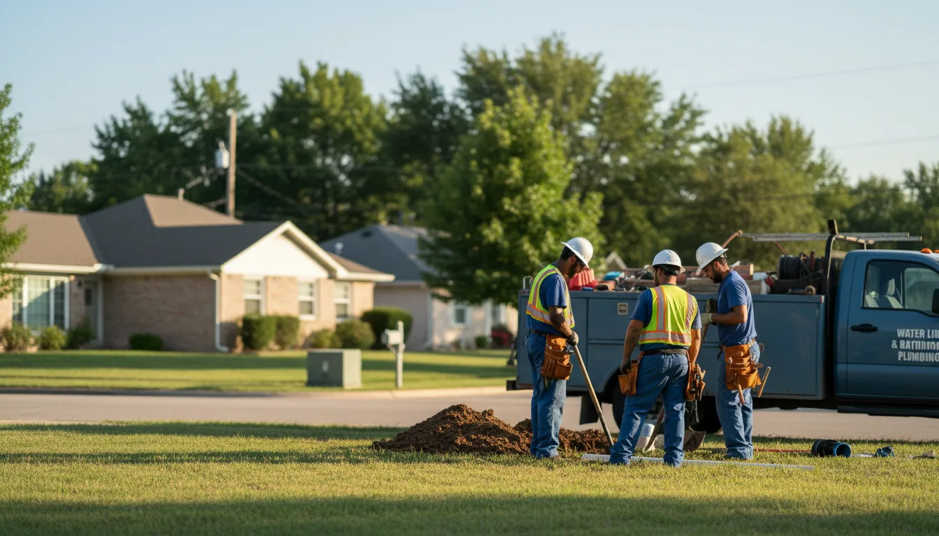 Residential water line and bathroom plumbing service in Amana, IA